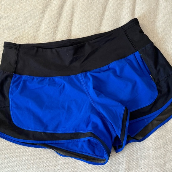 Lululemon Athletica Mind Over Miles Short 3.5 Jet Stream Blue Black - Picture 1 of 4